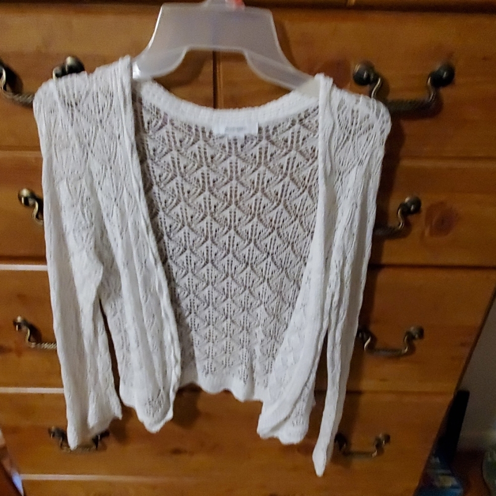 White sweater cover up